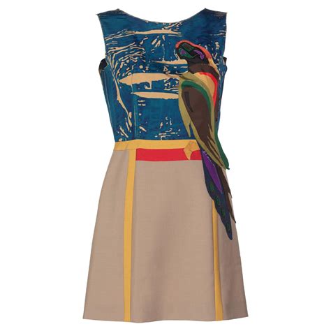 Prada Sleeveless Silk Dress With Applique Parrot Motif, Spring 2005